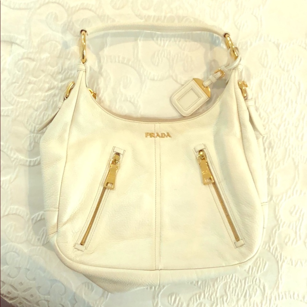 Prada leather purse with gold hardware